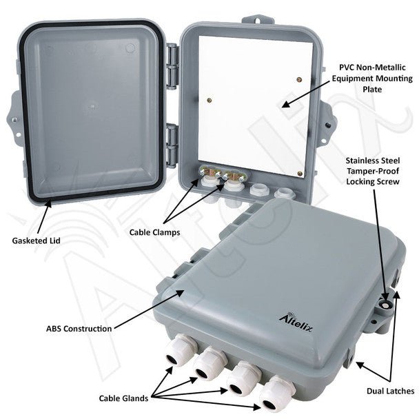 Altelix 9x8x3 IP66 NEMA 4X PC+ABS Indoor / Outdoor RF Transparent WiFi Access Point Enclosure with PVC Non - Metallic Equipment Mounting Plate - Nema Supply