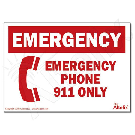 Altelix Emergency 911 Phone Label - Weatherproof Vinyl 5 x 3.5 Inch - 6-Pack - Nema Supply