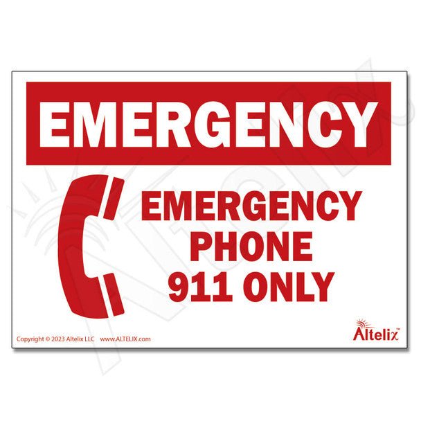 Altelix Emergency 911 Phone Label - Weatherproof Vinyl 5 x 3.5 Inch - 6-Pack - Nema Supply