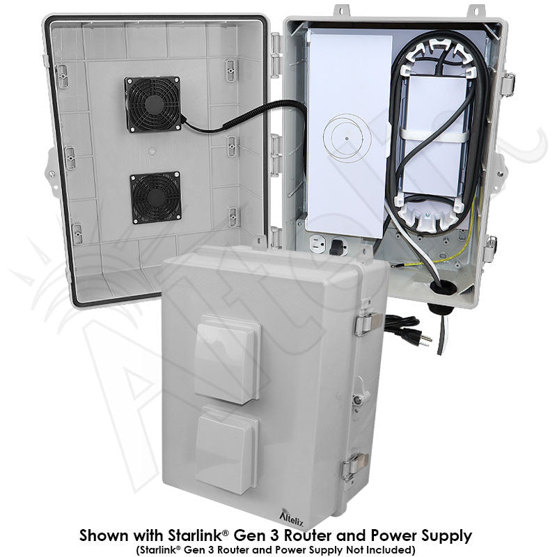 Altelix Fan Cooled Weatherproof Starlink® Gen 3 Enclosure with 120 VAC Outlets and Power Cord - Nema Supply