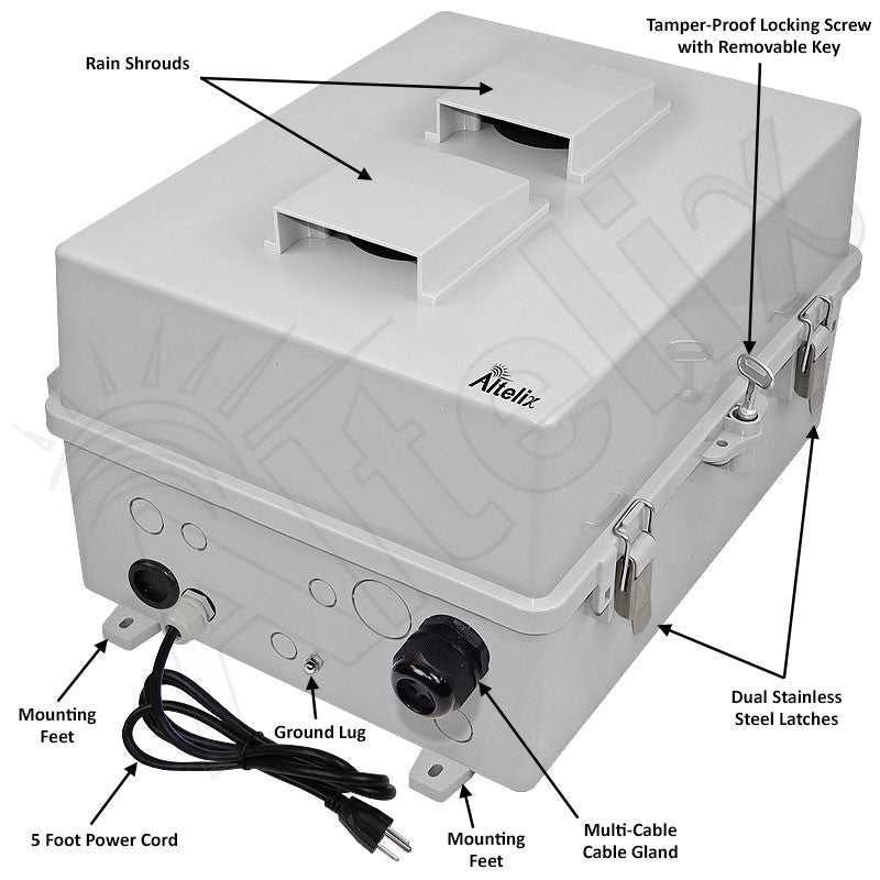 Altelix Fan Cooled Weatherproof Starlink® Gen 3 Enclosure with 120 VAC Outlets and Power Cord - Nema Supply