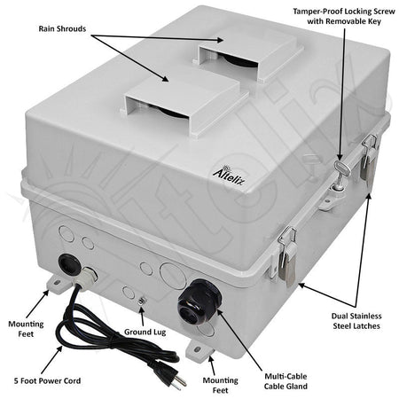 Altelix Fan Cooled Weatherproof Starlink® Gen 3 Enclosure with 120 VAC Outlets and Power Cord - Nema Supply