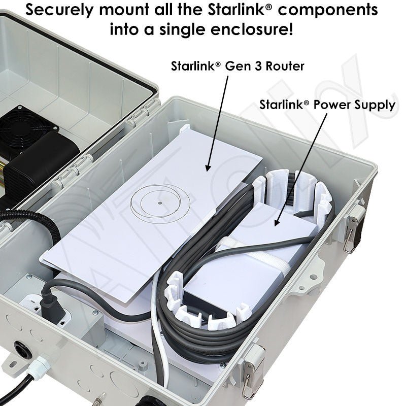 Altelix Fan Cooled Weatherproof Starlink® Gen 3 Enclosure with 120 VAC Outlets and Power Cord - Nema Supply