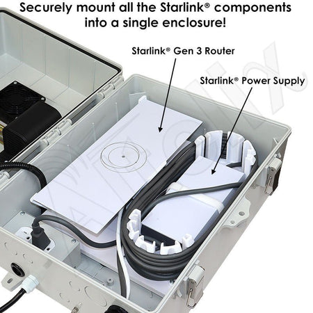 Altelix Fan Cooled Weatherproof Starlink® Gen 3 Enclosure with 120 VAC Outlets and Power Cord - Nema Supply