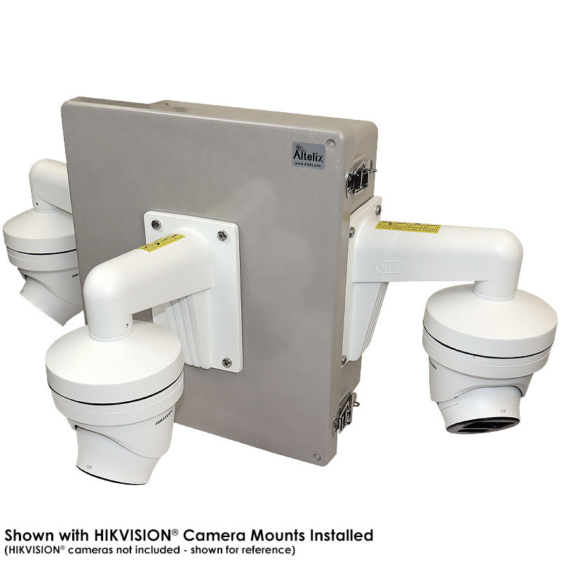 Altelix NEMA 4X Fiberglass Weatherproof Camera Security Cabinet with Three HIKVISION DS - 1273ZJ - 140 Camera Mounts - Nema Supply