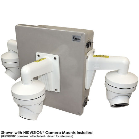 Altelix NEMA 4X Fiberglass Weatherproof Camera Security Cabinet with Three HIKVISION DS - 1273ZJ - 140 Camera Mounts - Nema Supply