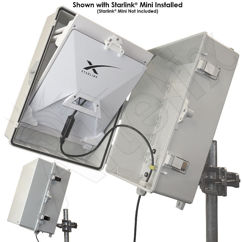 Altelix PoE Powered Aimable Weatherproof Starlink® Mini NEMA 4X Directional Enclosure - Nema Supply