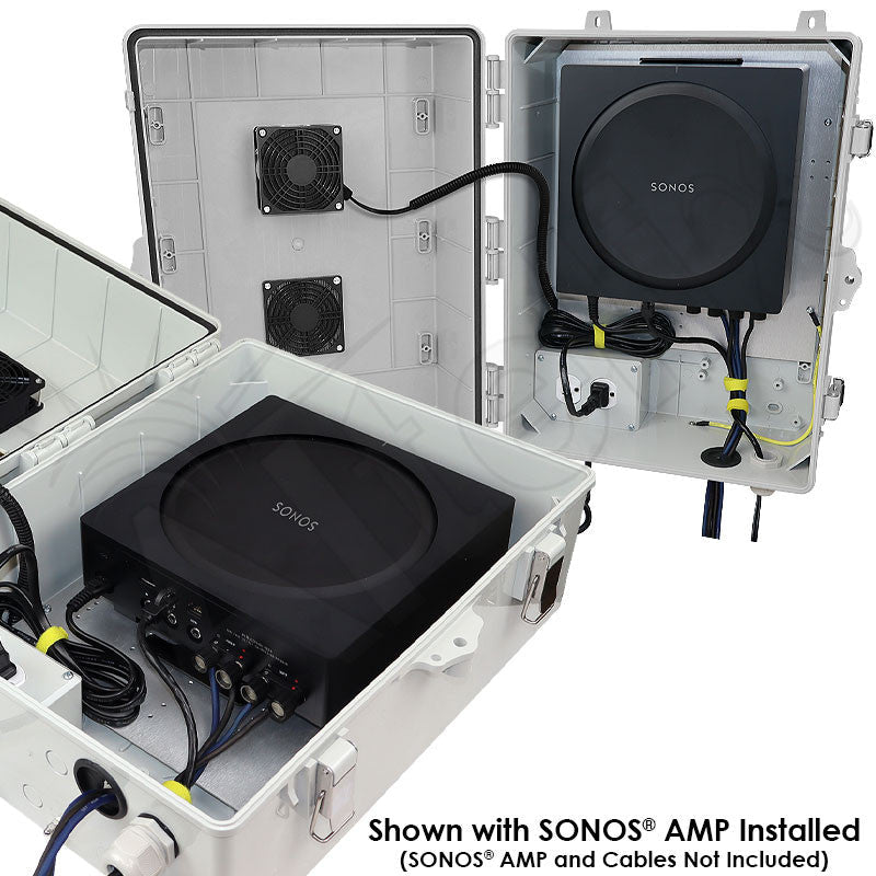 Altelix Weatherproof Enclosure for SONOS® AMP with 120 VAC Outlets, Cooling Fan with Programmable Temperature Controller and Power Cord - Nema Supply