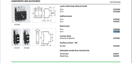 BACO Disconnect Accessories - Neutral Pole - Nema Supply