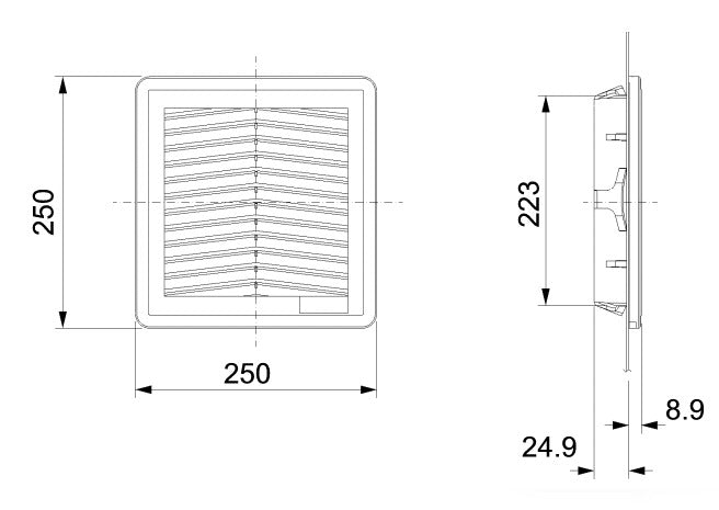 Fandis FF15U Filter Assembly 250mm x 250mm Gray - Nema Supply