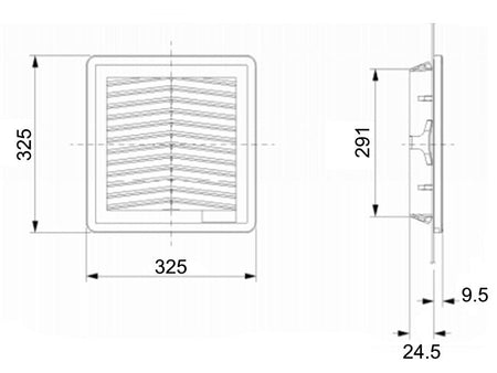 Fandis FF20U Filter Assembly 325mm x 325mm Gray - Nema Supply