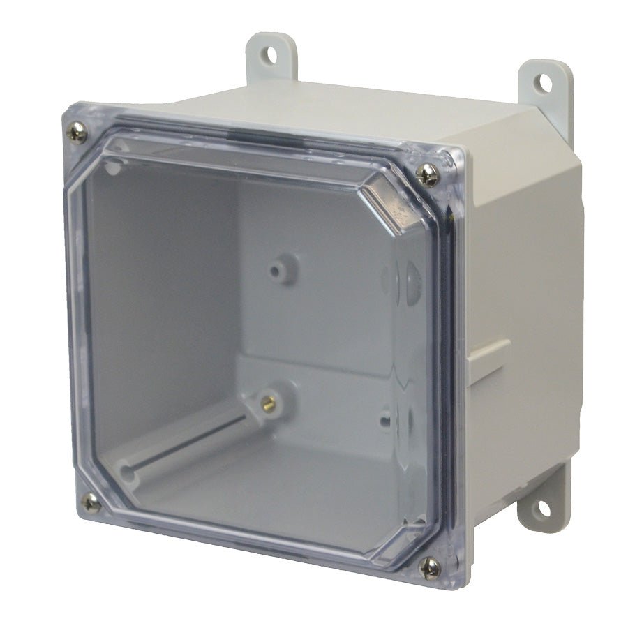 Hammond PCJ Polycarbonate Screw Cover Enclosure – Clear Cover, Mounting Feet - Nema Supply