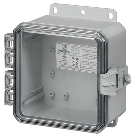 Integra Impact Series Polycarbonate Enclosure With Non - Metallic Locking Latch, Clear Cover, and Integrated Mounting Flange - Nema Supply