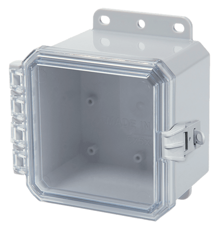 Integra Impact Series Polycarbonate Enclosure With Non - Metallic Locking Latch, Clear Cover, and Integrated Mounting Flange - Nema Supply