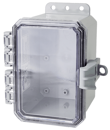 Integra Impact Series Polycarbonate Enclosure With Non - Metallic Locking Latch, Clear Cover, and Integrated Mounting Flange - Nema Supply