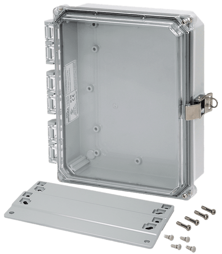 Integra Premium Series Polycarbonate Enclosure with Hinge Clear Locking Latch Cover and Mounting Flange - Nema Supply