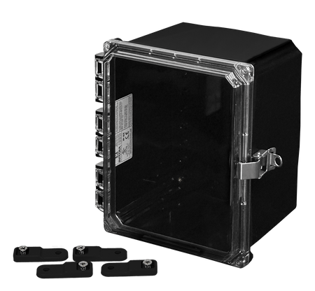 Integra Premium Series Polycarbonate Enclosure with Hinge Clear Locking Latch Cover (BLACK) - Nema Supply