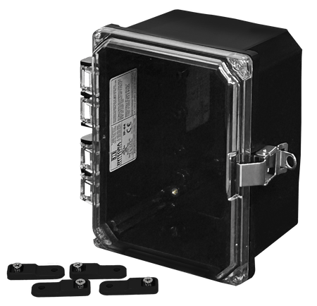 Integra Premium Series Polycarbonate Enclosure with Hinge Clear Locking Latch Cover (BLACK) - Nema Supply