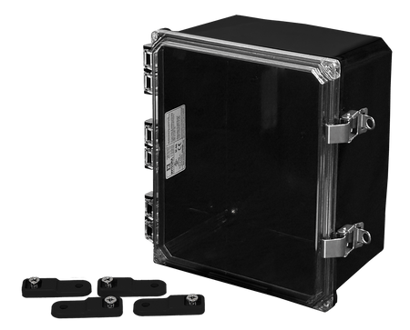 Integra Premium Series Polycarbonate Enclosure with Hinge Clear Locking Latch Cover (BLACK) - Nema Supply