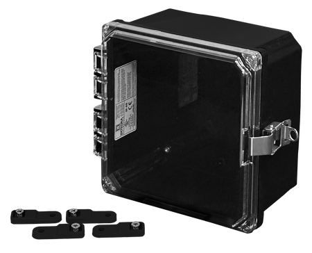 Integra Premium Series Polycarbonate Enclosure with Hinge Clear Locking Latch Cover (BLACK) - Nema Supply
