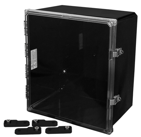Integra Premium Series Polycarbonate Enclosure with Hinge Clear Locking Latch Cover (BLACK) - Nema Supply