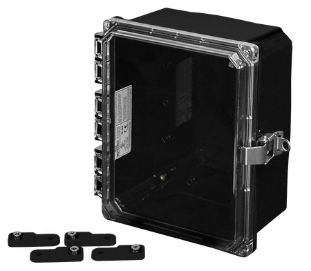 Integra Premium Series Polycarbonate Enclosure with Hinge Clear Locking Latch Cover (BLACK) - Nema Supply