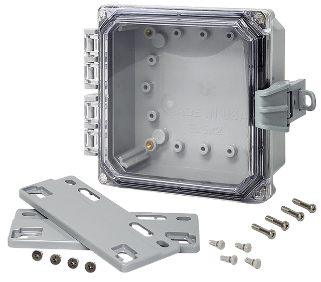 Integra Premium Series Polycarbonate Enclosure with Hinge Clear Non - Metallic Locking Latch Cover and Mounting Flange - Nema Supply