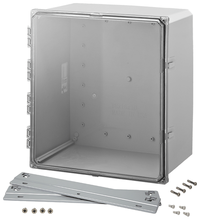 Integra Premium Series Polycarbonate Enclosure with Hinge Clear Screw Cover and Mounting Flange - Nema Supply