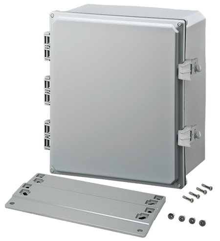 Integra Premium Series Polycarbonate Enclosure with Hinge Opaque Non - Metallic Locking Latch Cover and Mounting Flange - Nema Supply