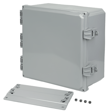 Integra Premium Series Polycarbonate Enclosure with Hinge Opaque Non - Metallic Locking Latch Cover and Mounting Flange - Nema Supply