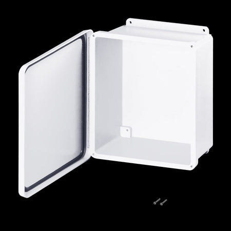Stahlin® White Fiberglass J Series Enclosure With Opaque Cover, 12H in x 10W in x 5D in, Wall Mount - Nema Supply
