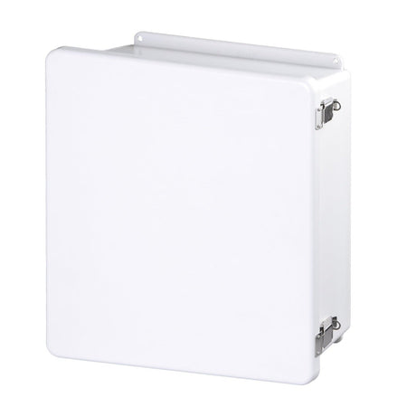 Stahlin® White Fiberglass J Series Enclosure With Opaque Cover, 16H in x 14W in x 6D in, Wall Mount, 304 Stainless Steel Latch - Nema Supply