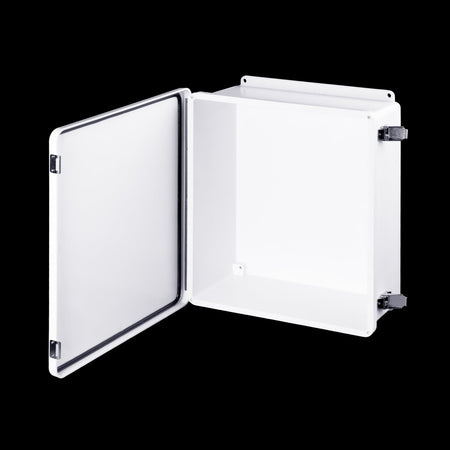 Stahlin® White Fiberglass J Series Enclosure With Opaque Cover, 18H in x 16W in x 8D in, Wall Mount, 304 Stainless Steel Latch - Nema Supply