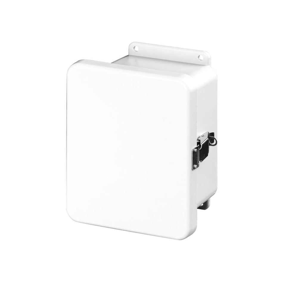 Stahlin® White Fiberglass J Series Enclosure With Opaque Cover, 6H in x 4W in x 4D in, Wall Mount, 304 Stainless Steel Latch - Nema Supply