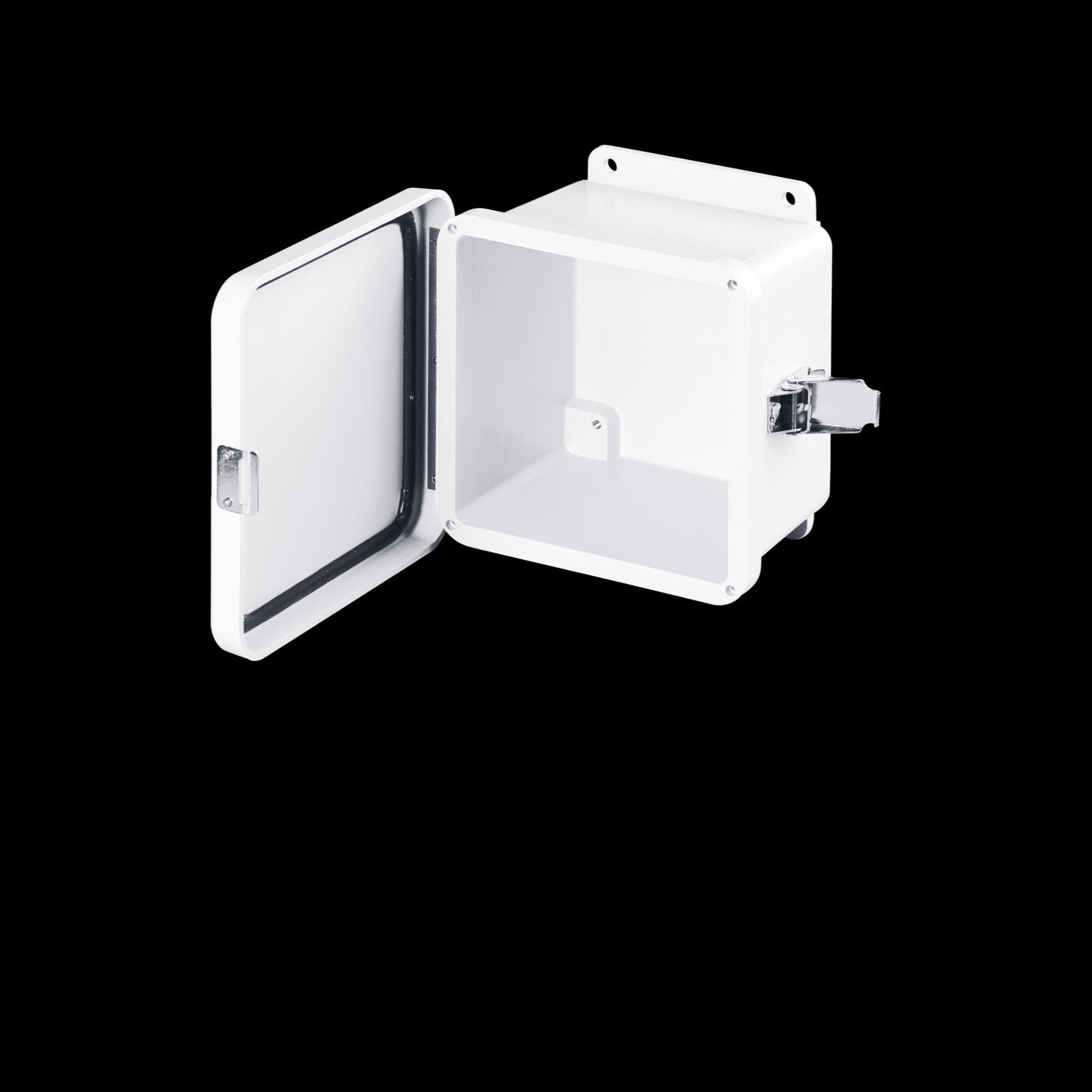 Stahlin® White Fiberglass J Series Enclosure With Opaque Cover, 6H in x 6W in x 4D in, Wall Mount, 304 Stainless Steel Latch - Nema Supply