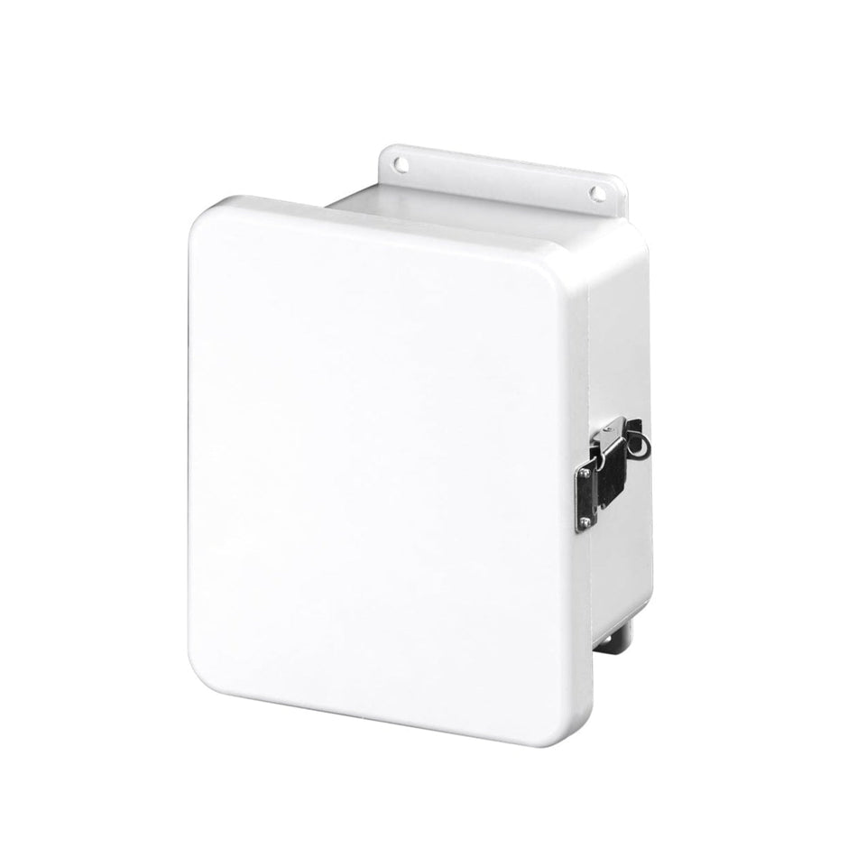 Stahlin® White Fiberglass J Series Enclosure With Opaque Cover, 8H in x 6W in x 4D in, Wall Mount, 304 Stainless Steel Latch - Nema Supply