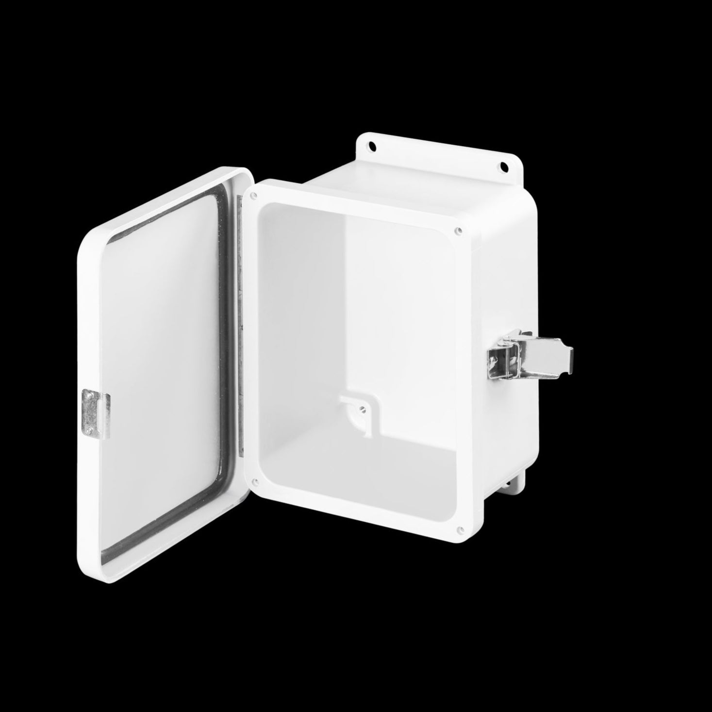 Stahlin® White Fiberglass J Series Enclosure With Opaque Cover, 8H in x 6W in x 4D in, Wall Mount, 304 Stainless Steel Latch - Nema Supply