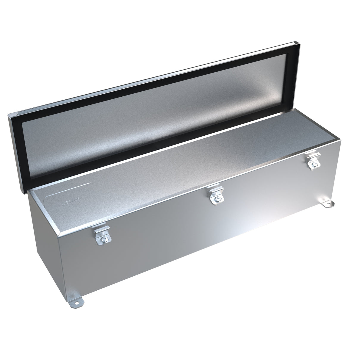 Hammond 1486SS stainless steel trough with hinged cover open, representative series image