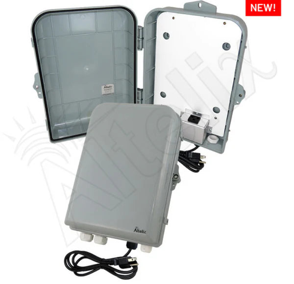 15x10x5 PC+ABS NEMA 4X Indoor / Outdoor RF Transparent Enclosure with PVC Non-Metallic Equipment Mounting Plate, 120 VAC Outlets & Power Cord