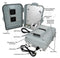 15x10x5 Polycarbonate + ABS Vented Weatherproof Enclosure with Aluminum Mounting Plate, 120 VAC Power Terminal & Power Cord