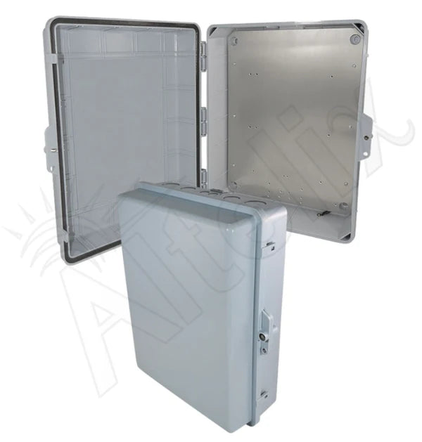 17x14x6 PC + ABS Weatherproof NEMA Enclosure with Hinged Door & Aluminum Mounting Plate