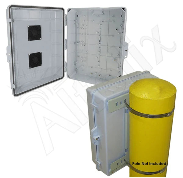 17x14x6 PC + ABS Weatherproof Vented Utility Box NEMA Enclosure with Heavy Duty Pole Mount Kit