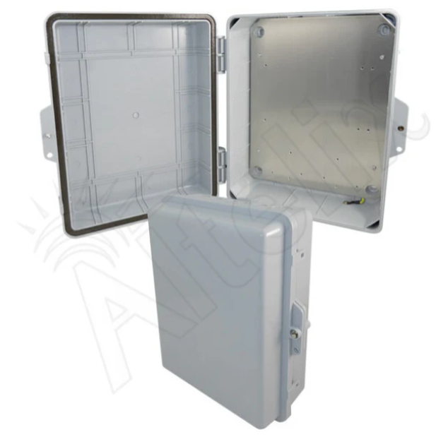 14x11x5 PC + ABS Weatherproof NEMA Enclosure with Hinged Door & Aluminum Mounting Plate