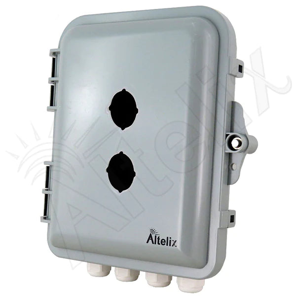 Altelix 9x8x3 IP66 NEMA 4X PC+ABS Weatherproof 2 Pushbutton Enclosure with 30mm holes
