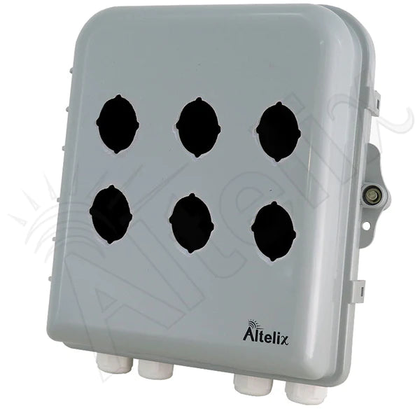 Altelix 10x9x4 IP66 NEMA 4X PC+ABS Weatherproof 6 Pushbutton Enclosure with 22mm holes (VERTICAL)