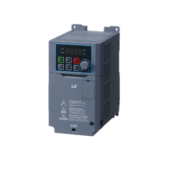 The optimum choice for its strong sensorless vector functionality, enhanced performance, and promising quality that satisfy high reliability standards. The G100 drive is the solution for you. Its dual rating enables a wide variety of applications for the drive, and the user-friendly design makes it convenient to install, control, and maintain.