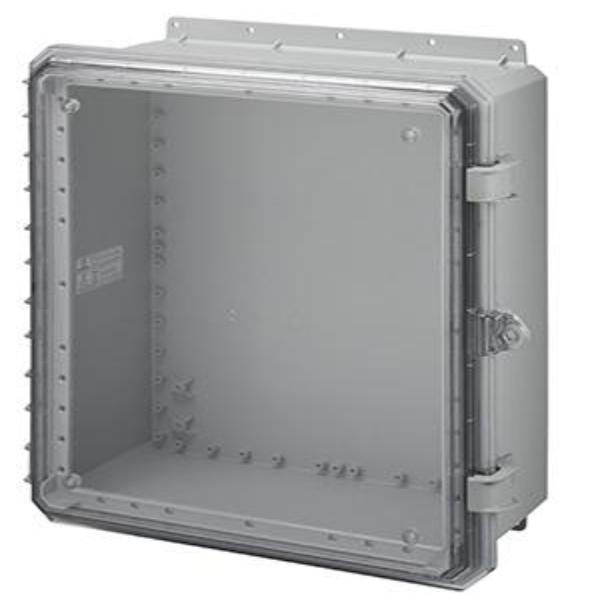 ﻿Genesis Series Polycarbonate Enclosure with Hinge Clear Non-Metallic Locking Latch Cover