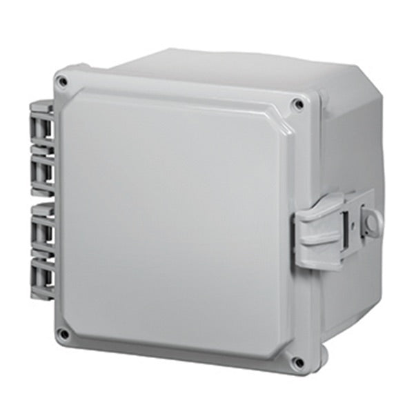 6X6X4 Premium Series Polycarbonate Enclosure with Hinge Opaque Non-Metallic Locking Latch Cover