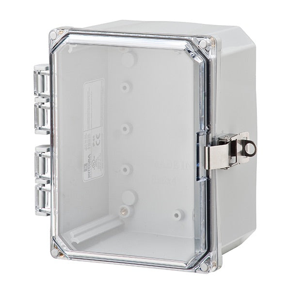 6X6X4 Premium Series Polycarbonate Enclosure with Hinge Clear Locking Latch Cover