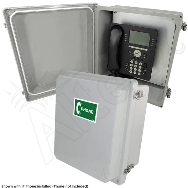 Altelix 14x12x8 NEMA 4X Outdoor Weatherproof IP Phone Call Box with Service Phone Label